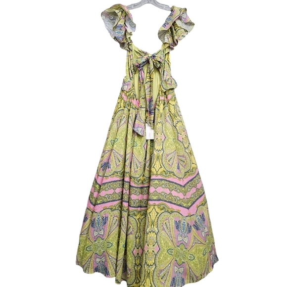 Nwt A loves A Ruffle Cap Sleeve Tie Back Flowy Yellow/Pink/Blue Floral Maxidress - Picture 11 of 17